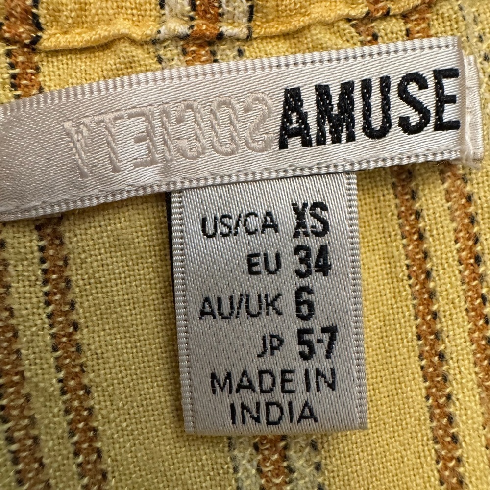 Amuse Society White Sands Yellow Striped Tie-Back Midi Dress - Picture 8 of 9